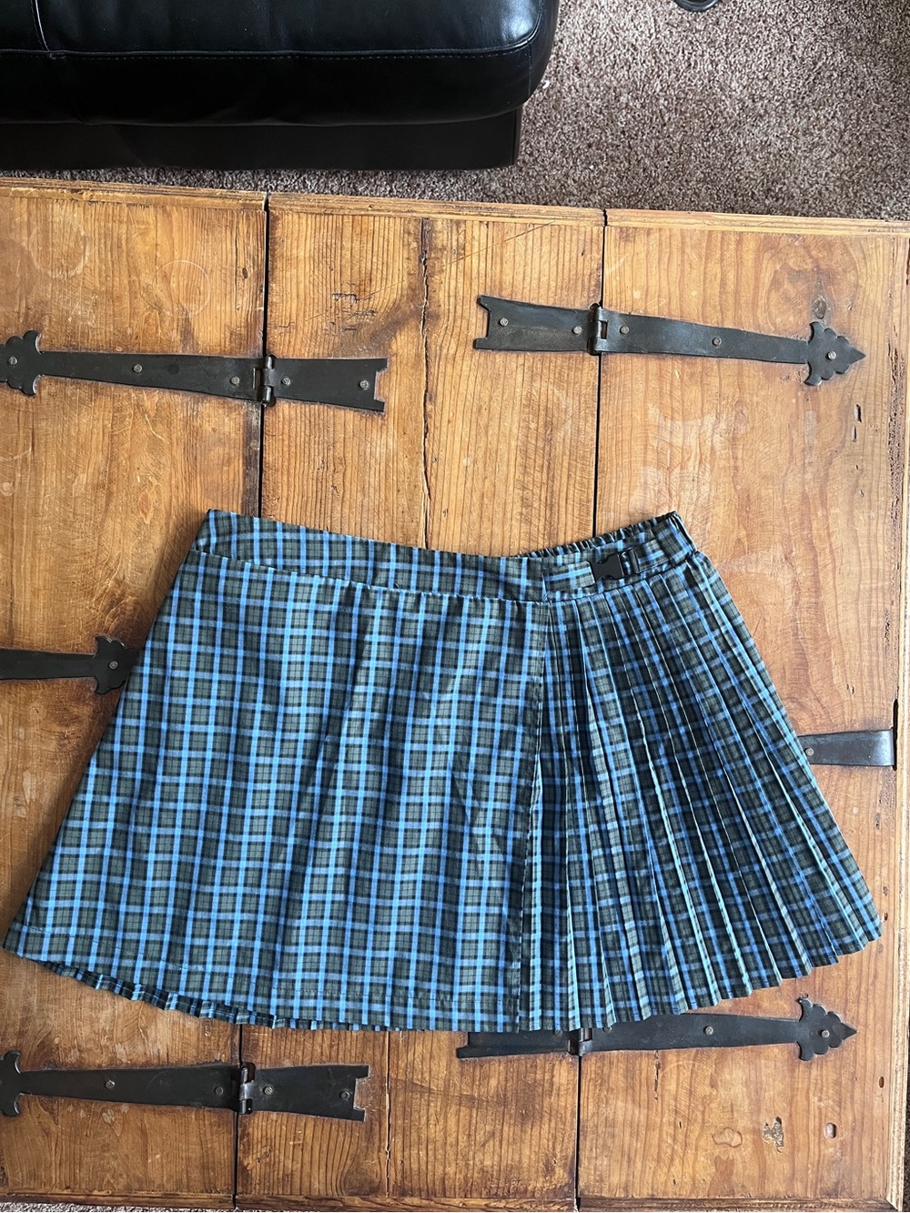 wild fable Blue and Green‎ Plaid Pleated Mini Skirt